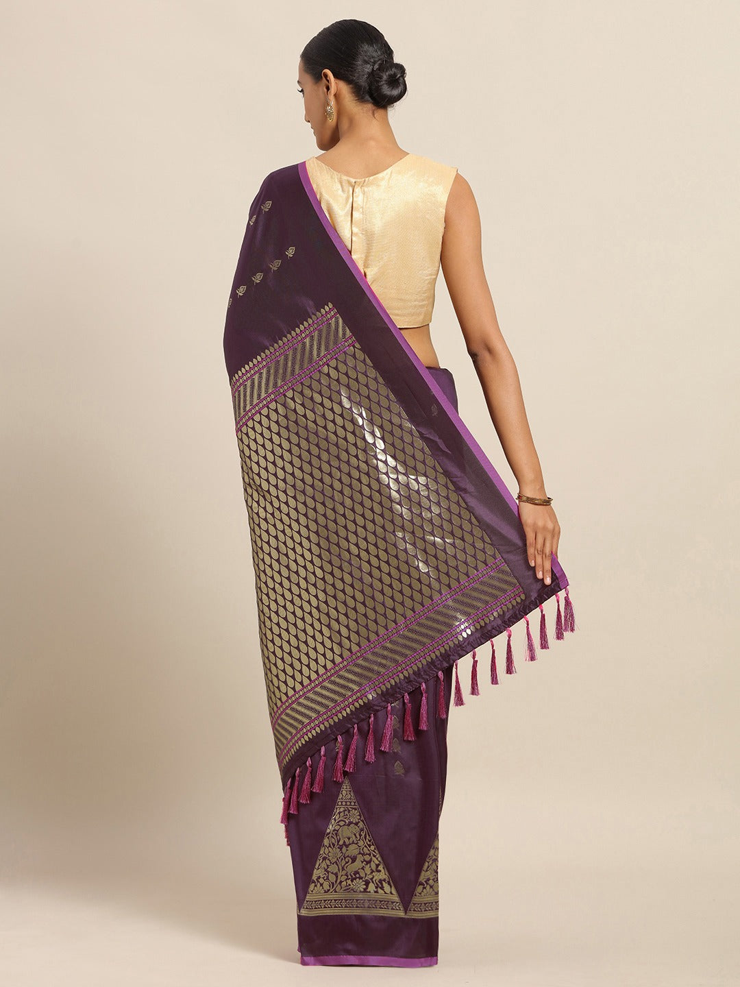 Stylish Traditional Purple Colour Zari Banarasi Saree
