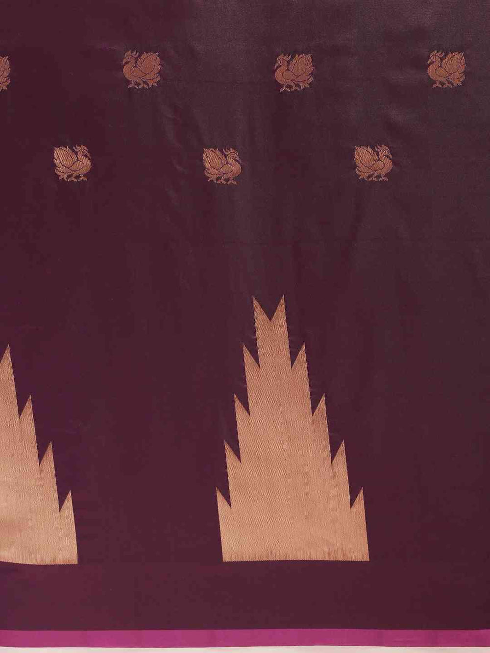  Geometric Print Wine Colour Zari Silk Banarasi Saree