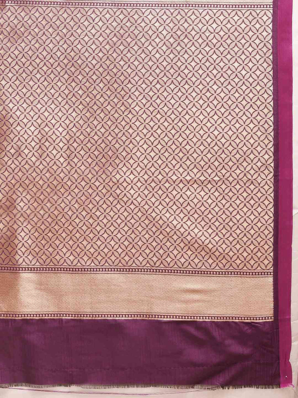  Geometric Print Wine Colour Zari Silk Banarasi Saree