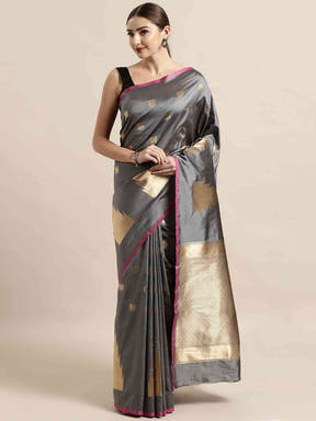  Exclusive Geometric Print Zari Silk Banarasi Saree