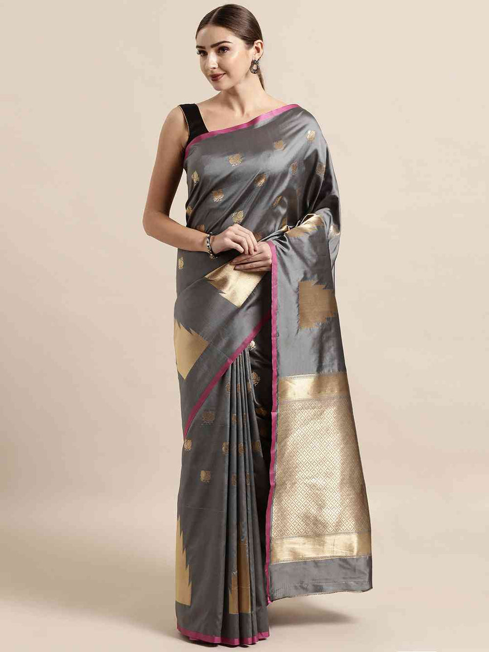  Exclusive Geometric Print Zari Silk Banarasi Saree