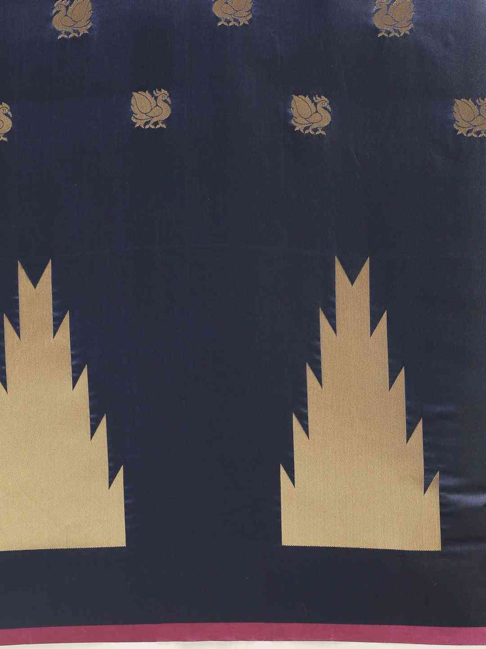  Geometric Print Navy Colour Zari Silk Banarasi Saree