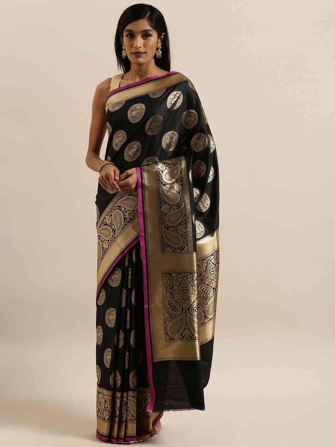 Traditional Black Colour Silk Blend Banarasi Saree