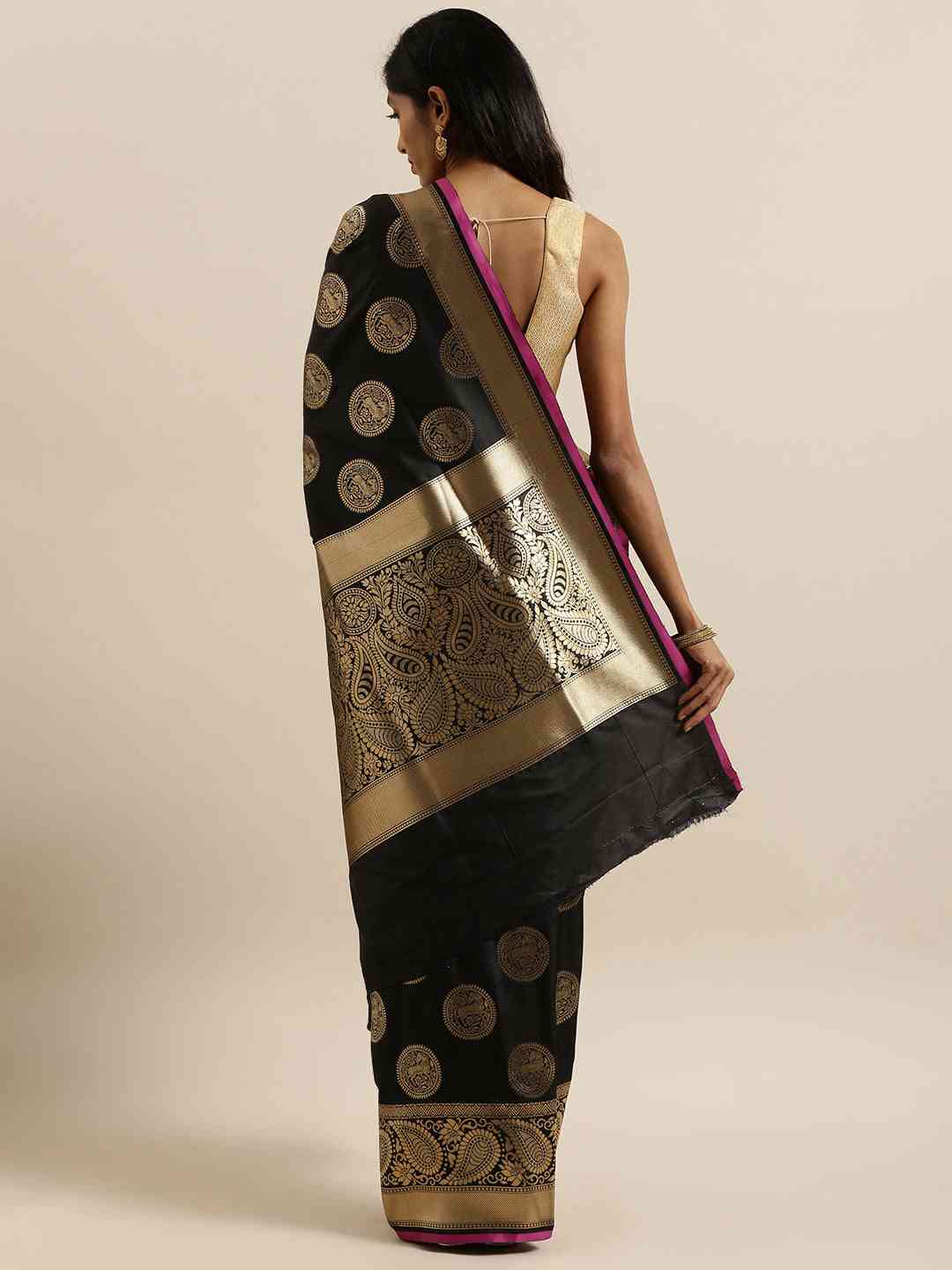 Traditional Black Colour Silk Blend Banarasi Saree