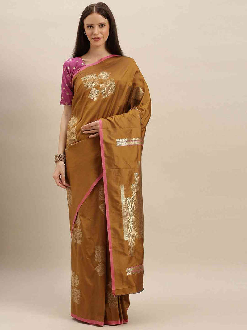 Stylish Kanjivaram Mustard Colour Silk Blend Woven Design Saree