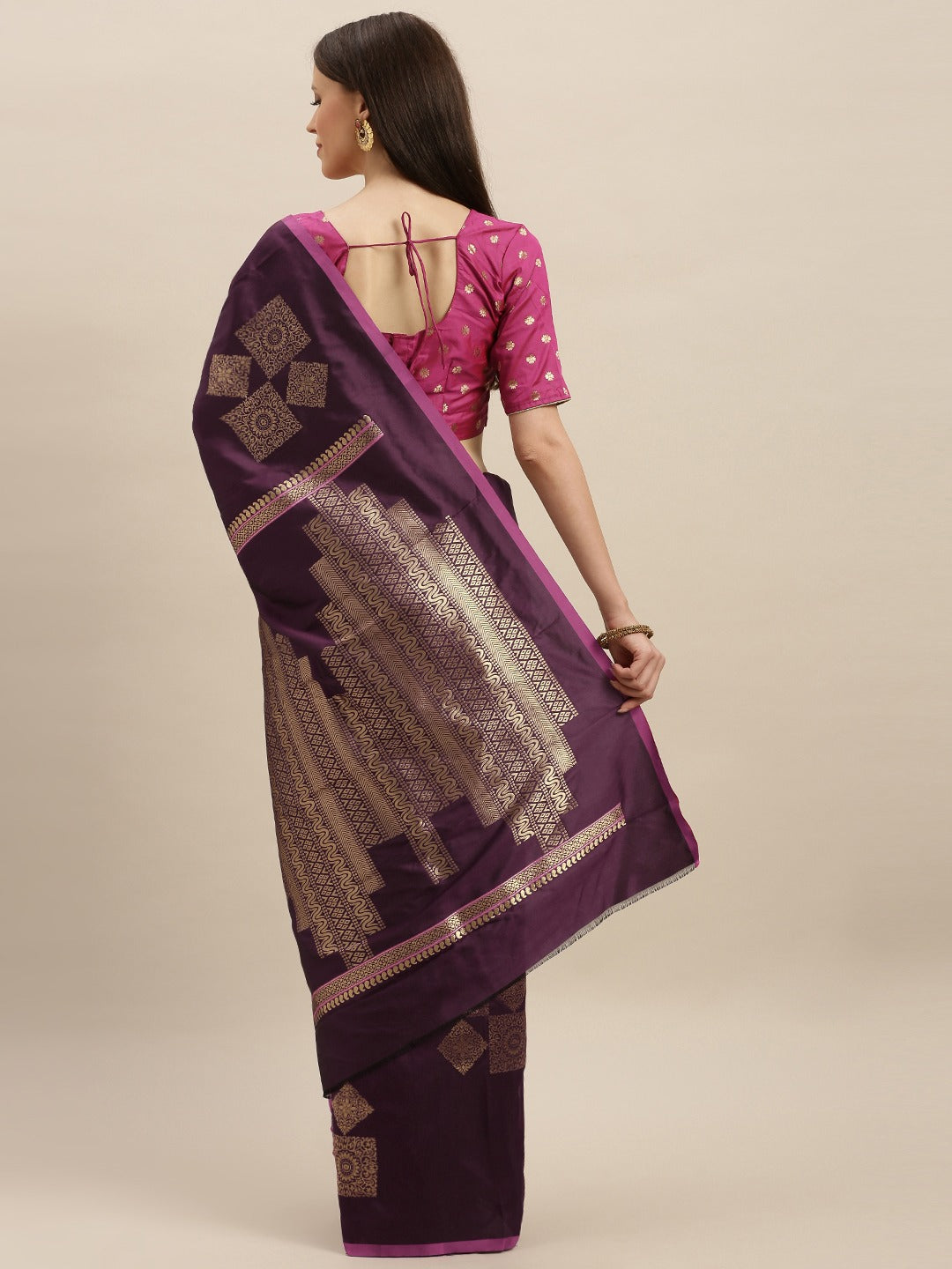 Stylish Kanjivaram Wine Colour Silk Blend Saree