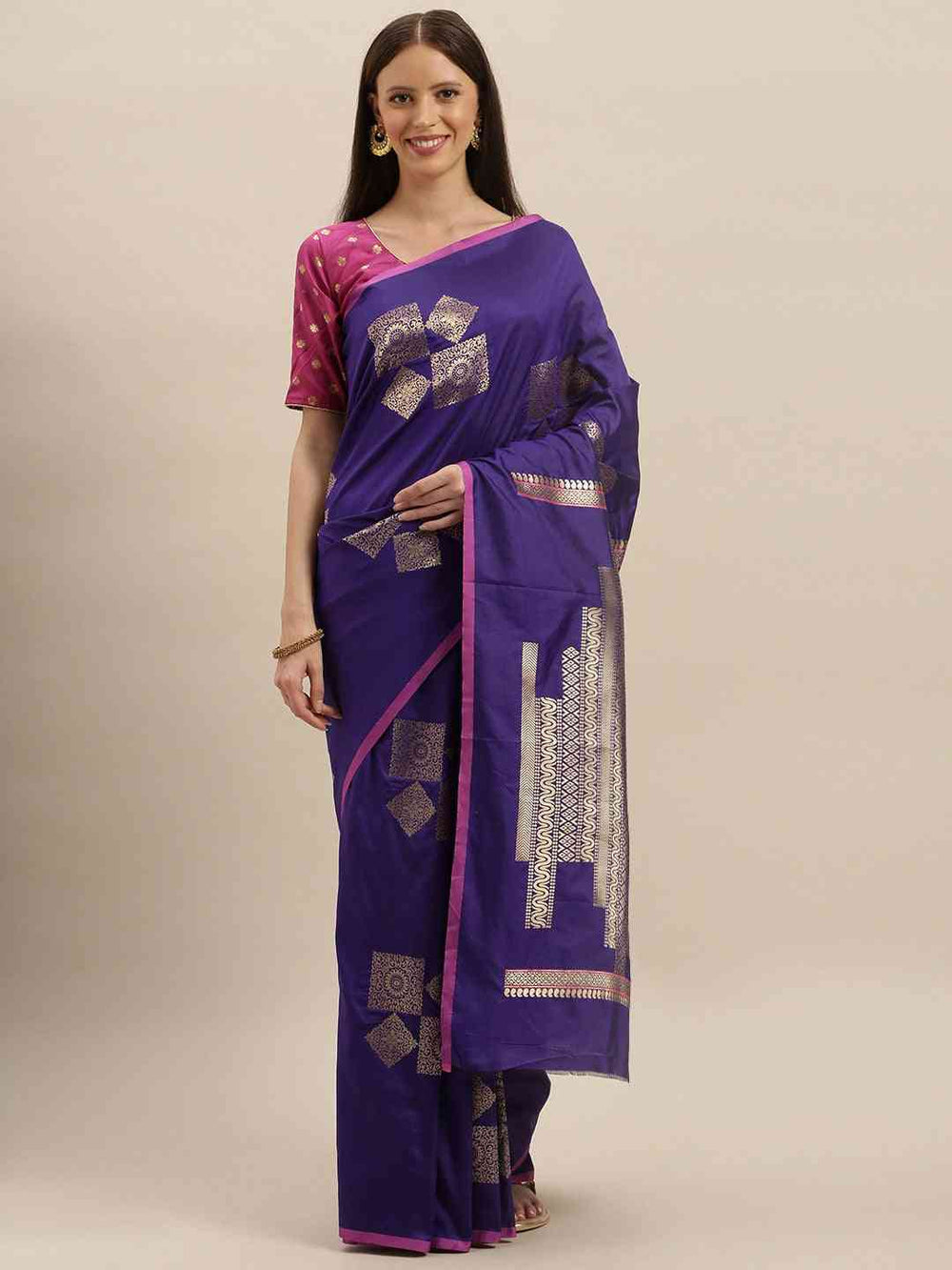 Stylish Kanjivaram Indigo Colour Silk Blend Saree 