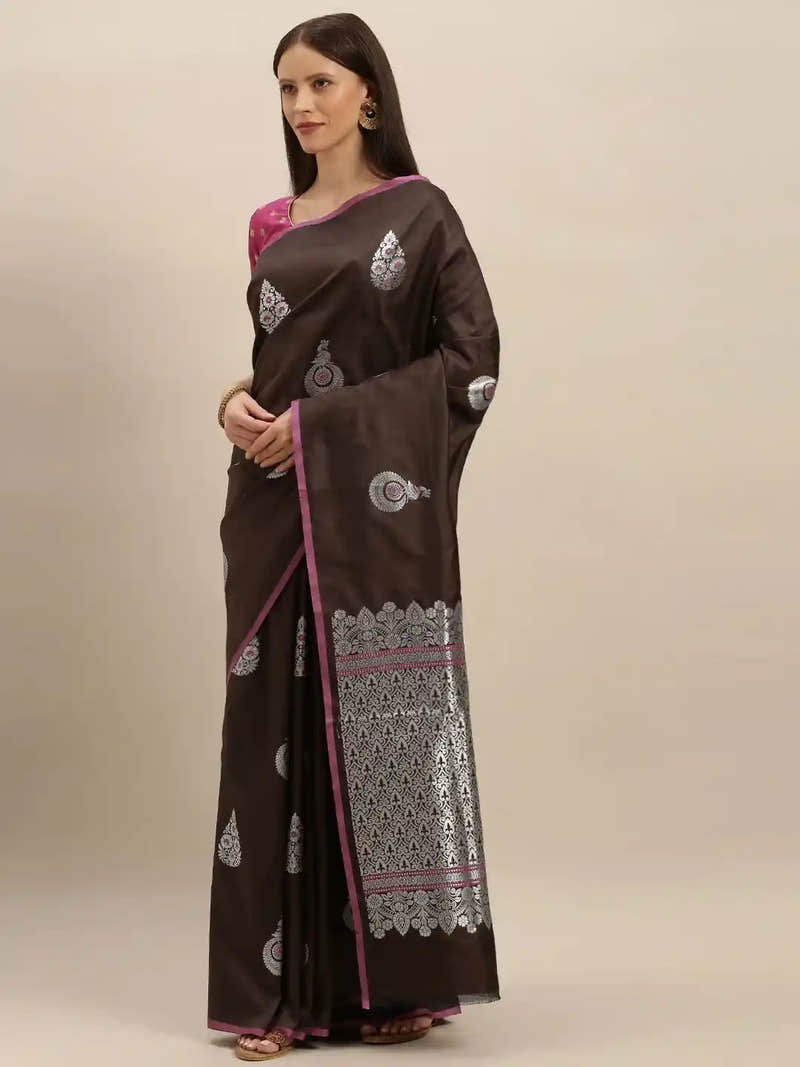 Kanjivaram Coffee Brown Colour Silk Blend Woven Design Saree