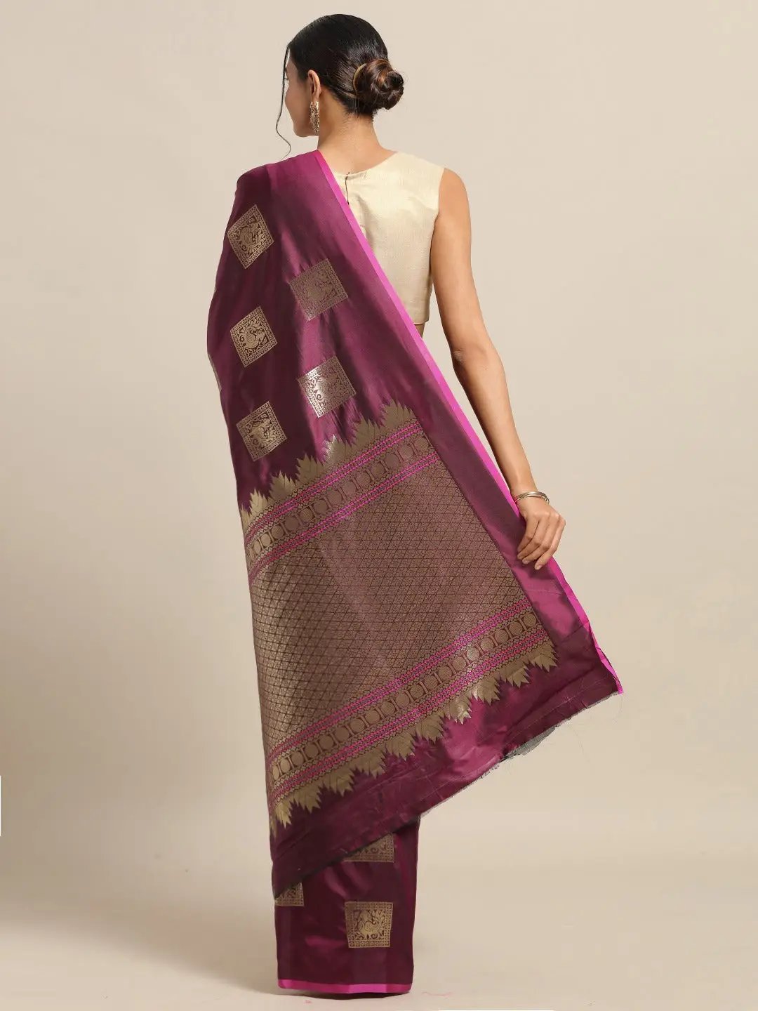 Styles Kanjivaram Burgundy Colour Silk Blend Saree