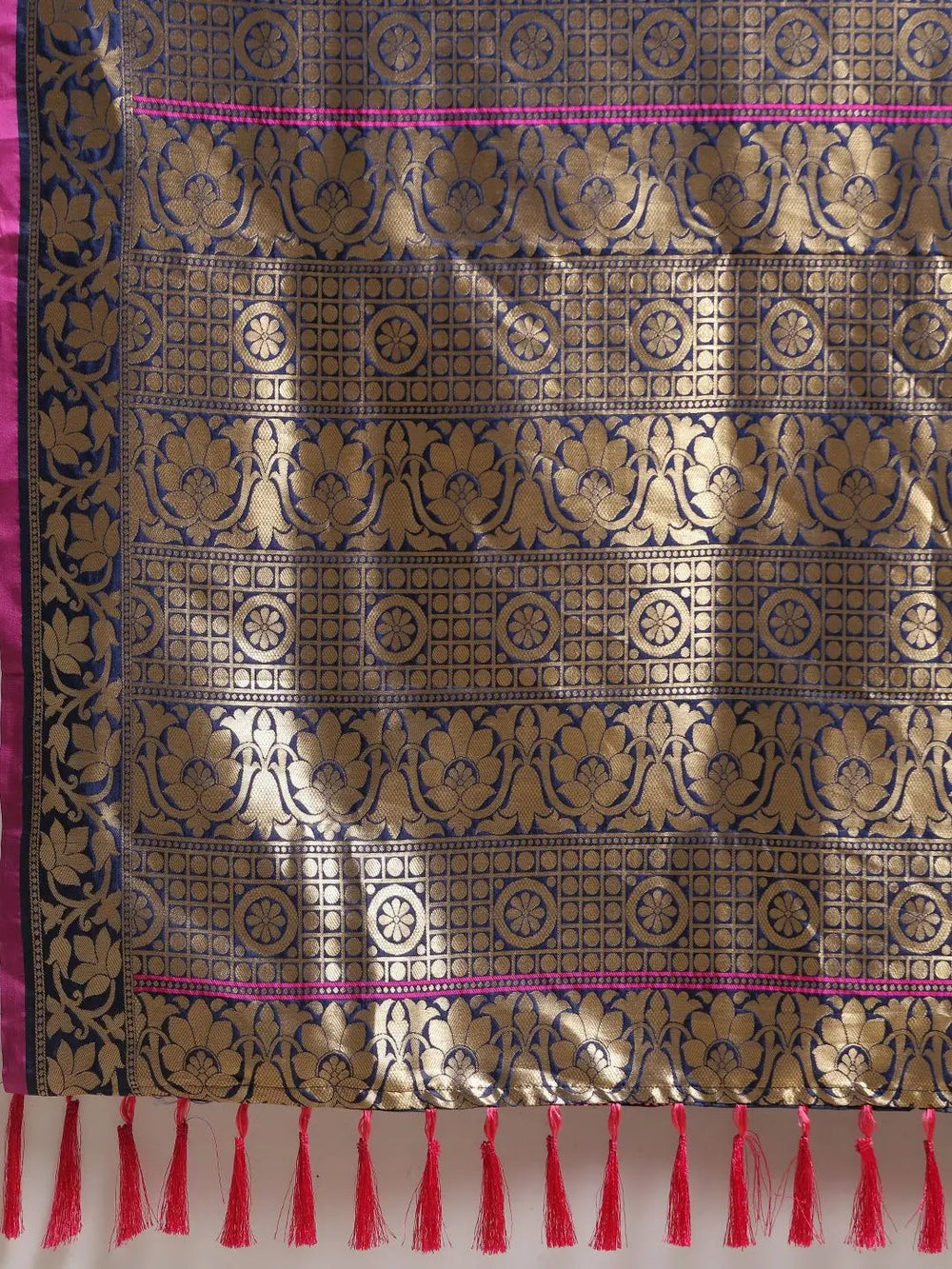 Banarasi Ethnic Motifs Navy Colour Woven Design Saree