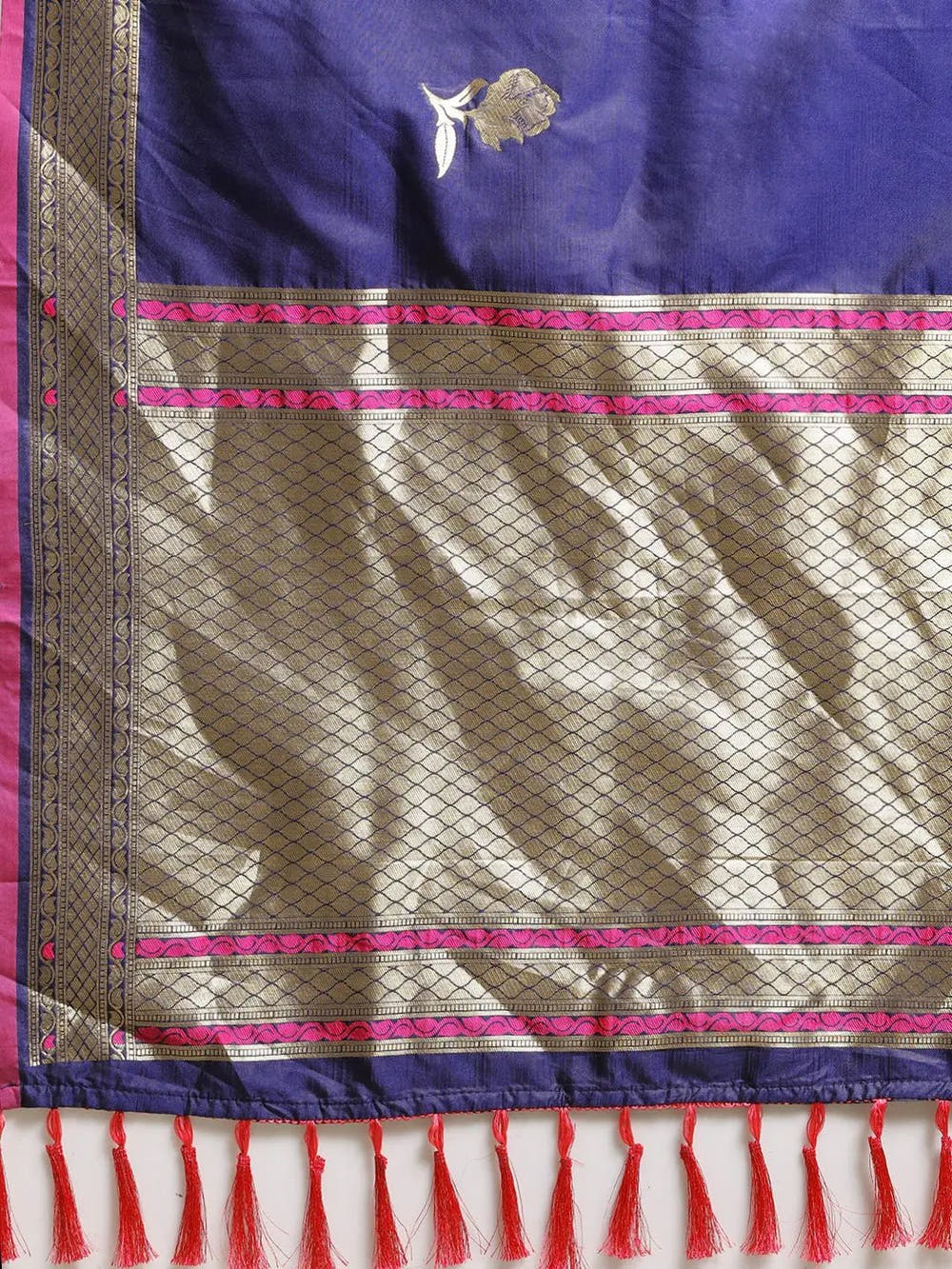 Traditional Banarasi Woven Design Navy Colour Silk Saree