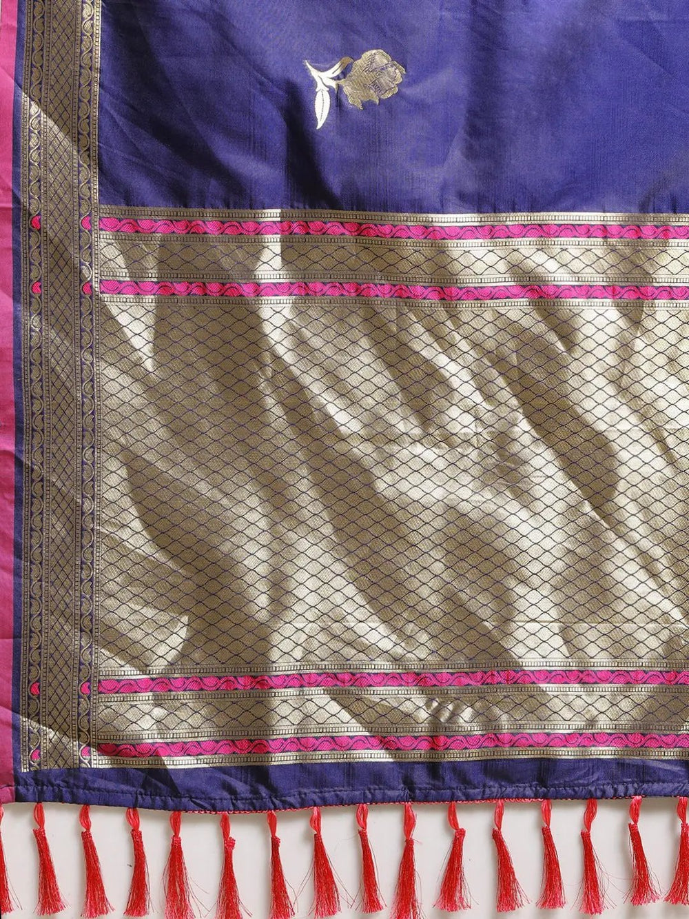 Traditional Banarasi Woven Design Navy Colour Silk Saree