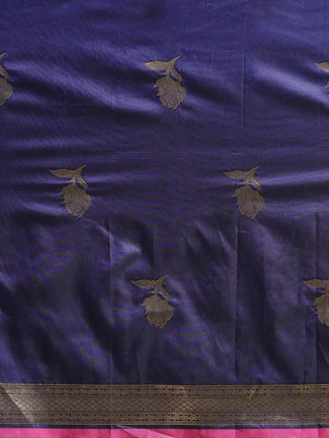 Traditional Banarasi Woven Design Navy Colour Silk Saree