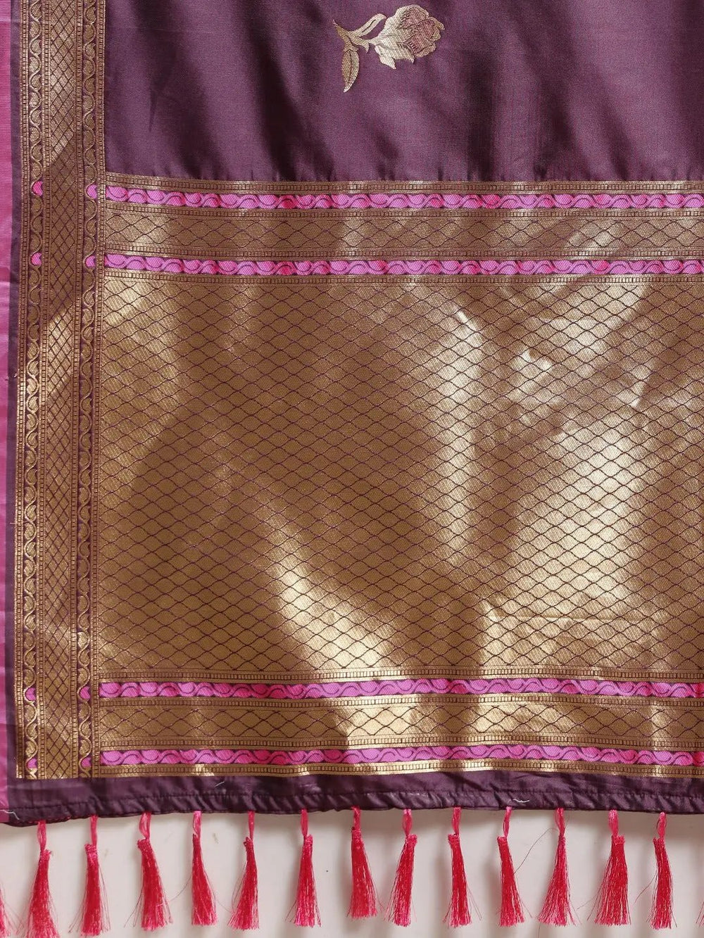 Traditional Banarasi Woven Design Burgundy Colour Silk Saree 
