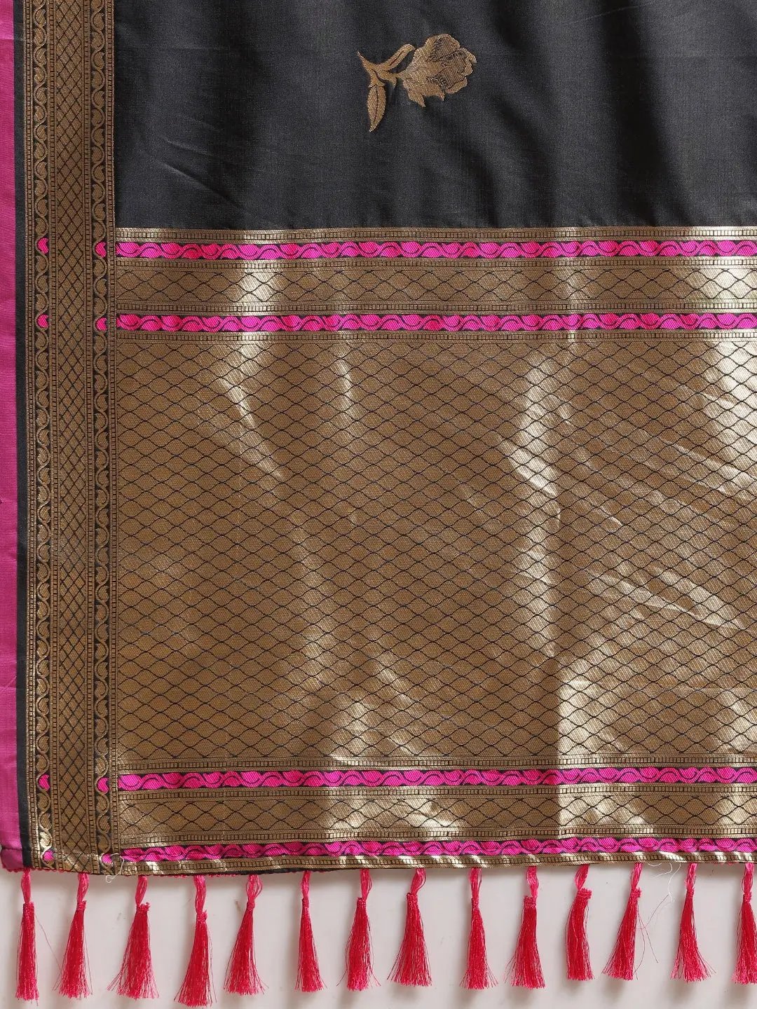 Traditional Banarasi Woven Design Black Colour Silk Saree