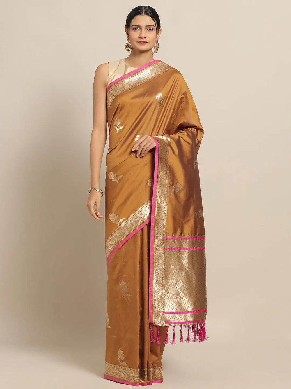 Banarasi Mustard Colour Silk Woven Design Saree Collection