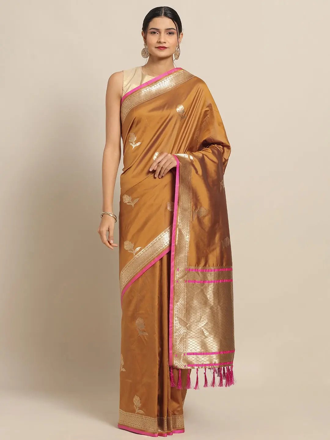 Banarasi Mustard Colour Silk Woven Design Saree Collection