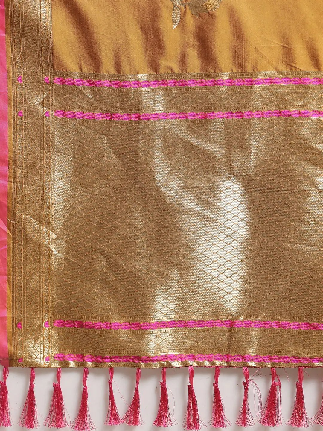 Banarasi Mustard Colour Silk Woven Design Saree Collection