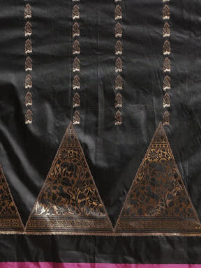  Digital Black Colour Silk Woven Desing Banarasi Saree 