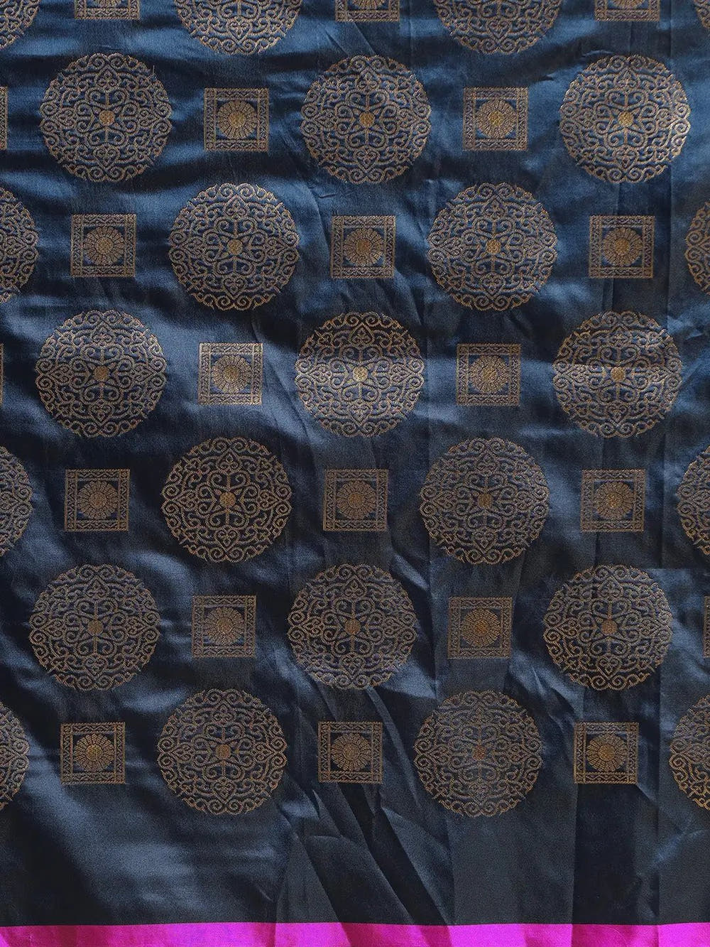 Stylish Teal Colour Banarasi Saree with Ethnic Motifs 