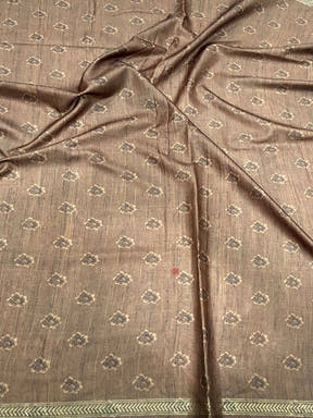 Brown Ghicha Tussar Silk Floral Saree