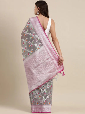 Kora Silk Banarasi Saree With Zari border