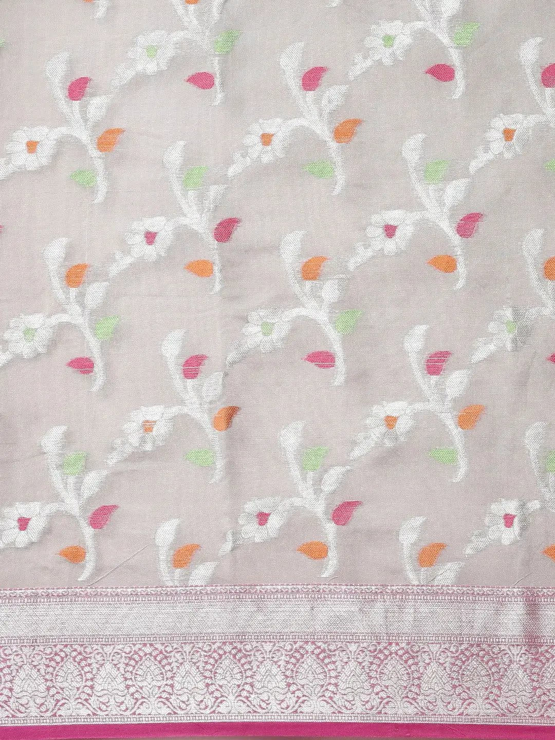 Kora Silk Banarasi Saree With Zari border