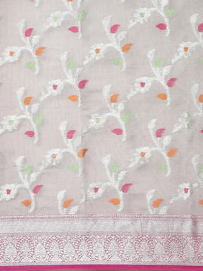 Kora Silk Banarasi Saree With Zari border