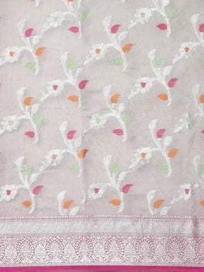 Kora Silk Banarasi Saree With Zari border