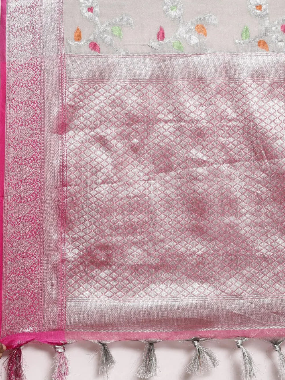 Kora Silk Banarasi Saree With Zari border