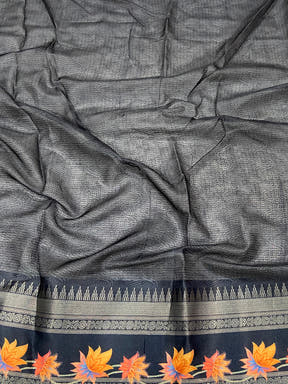 Dove Grey Kota Satin Border Saree

