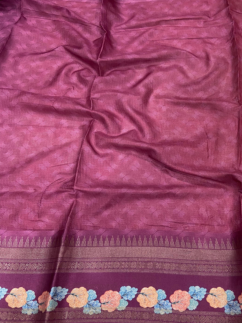 Oriental lily Pink Kota Satin Border Saree