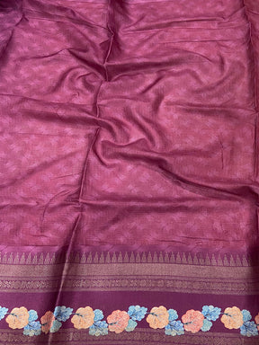 Oriental lily Pink Kota Satin Border Saree

