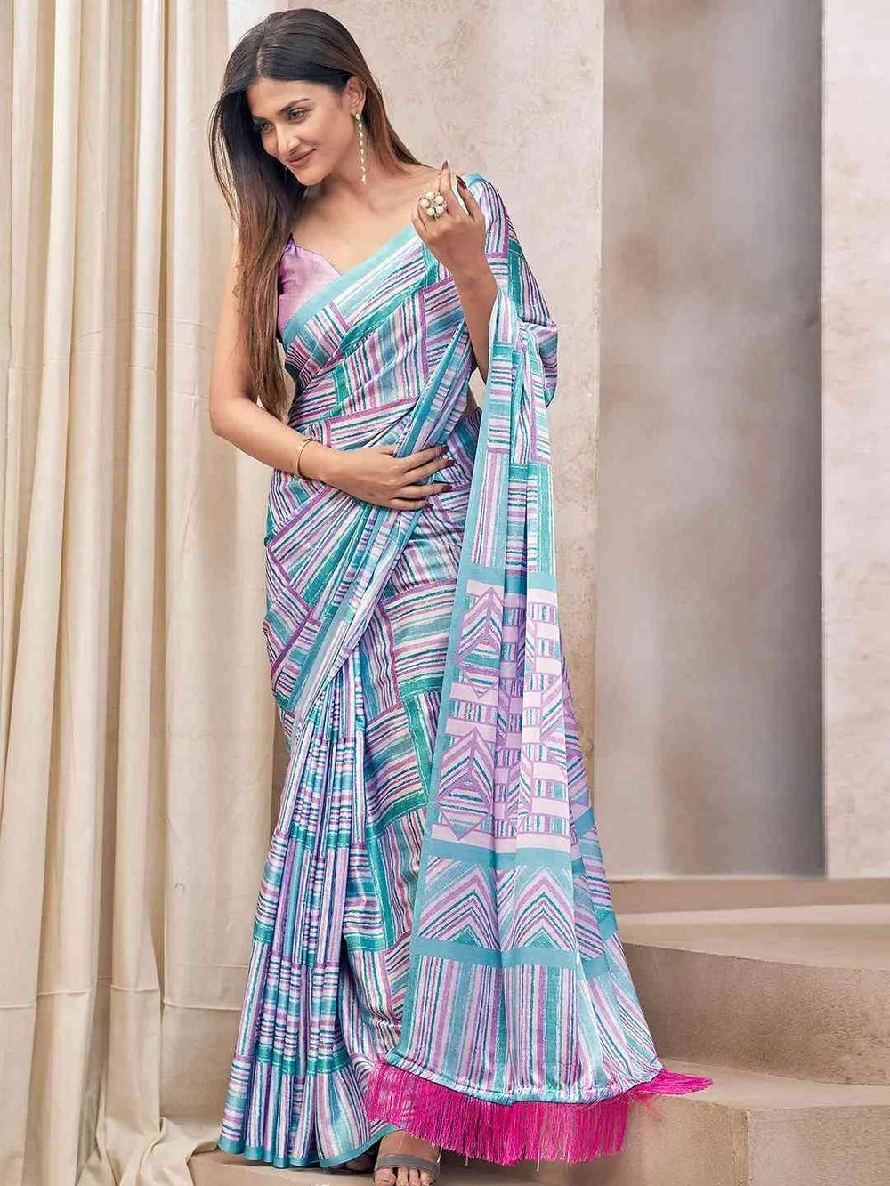 Latest Soft Satin Georgette Saree with Trendy Digital Print