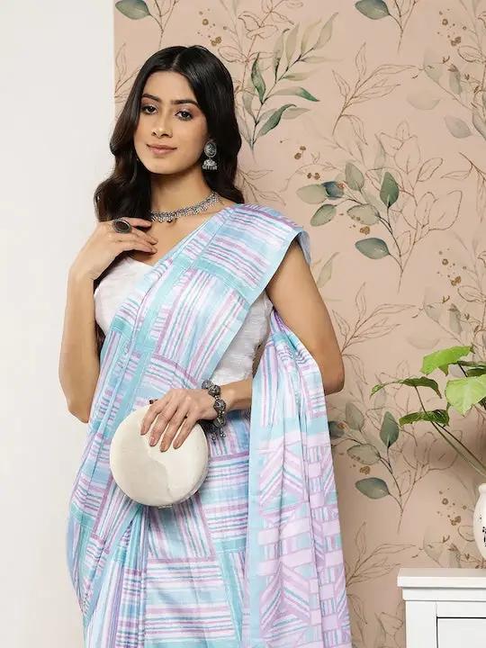 Soft Satin Georgette Pristel Colour Saree