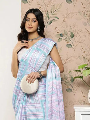 Soft Satin Georgette Pristel Colour Saree