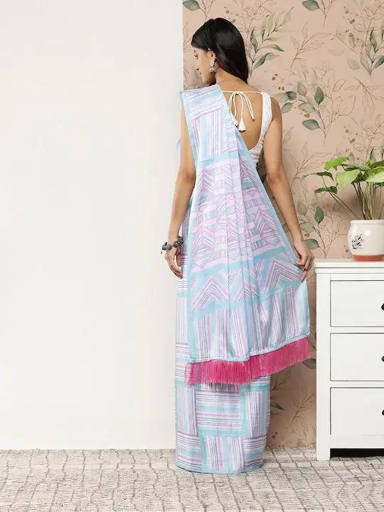 Soft Satin Georgette Pristel Colour Saree