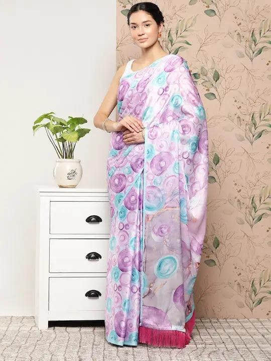 Soft Satin Georgette Pastel Colour Party Wear Saree