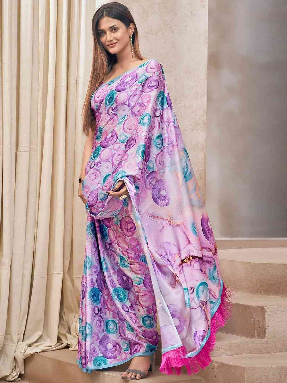  Soft Satin Georgette Saree with Trendy Digital Print
