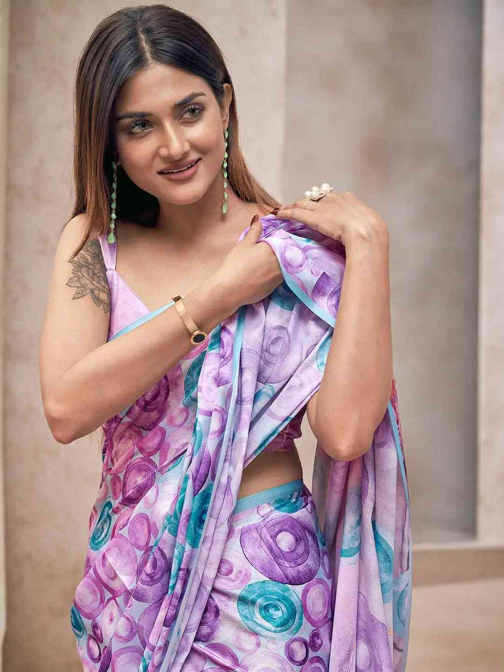  Soft Satin Georgette Saree with Trendy Digital Print