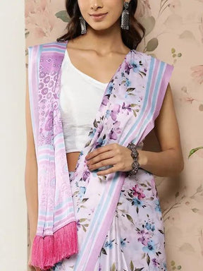 Soft Satin Georgette Pristel Colour Saree