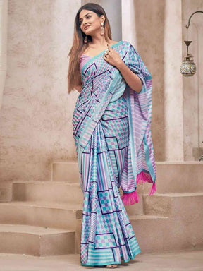 Stylish Soft Satin Georgette Saree with Digital Print