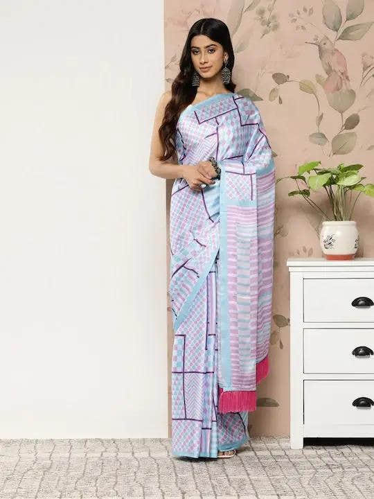 Soft Satin Georgette Pastel Colour Party Wear Saree