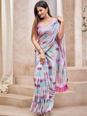 Exclusive Soft Satin Georgette Saree with Digital Print 