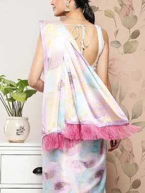 Soft Satin Georgette Pristel Colour Saree
