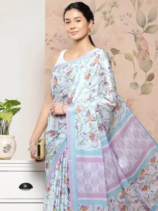 Soft Satin Georgette Pastel Colour Party Wear Saree