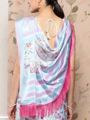 Soft Satin Georgette Pristel Colour Saree