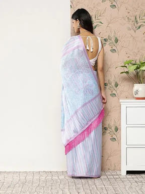 Soft Satin Georgette Pristel Colour Saree