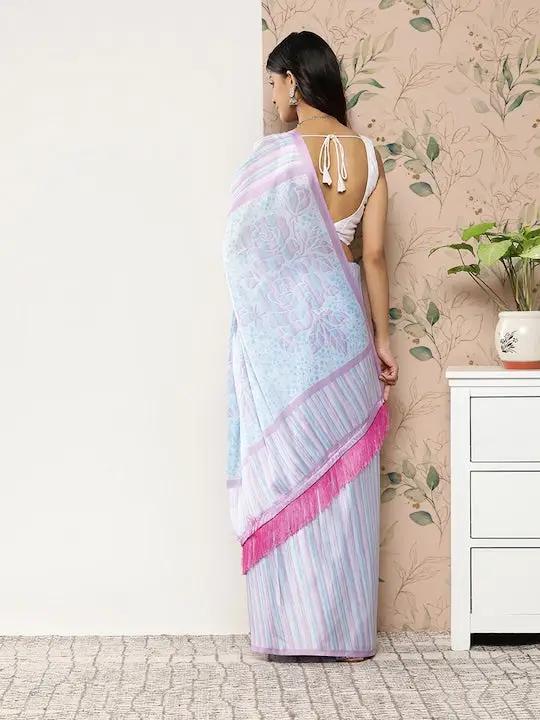 Soft Satin Georgette Pristel Colour Saree