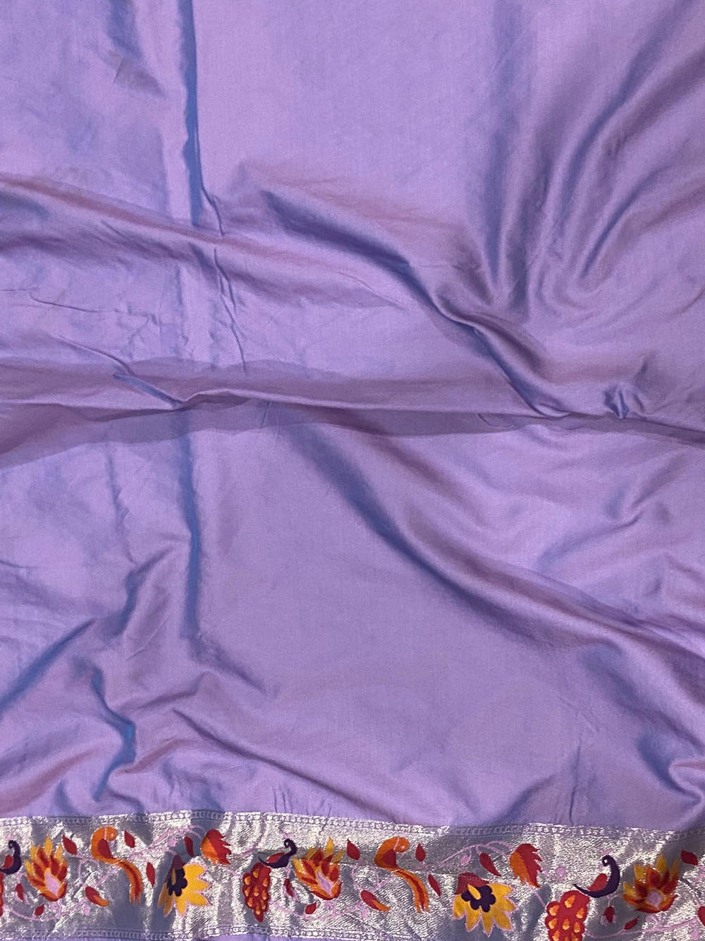 Lavender Silk Blend Woven Zari Work Paithani Saree

